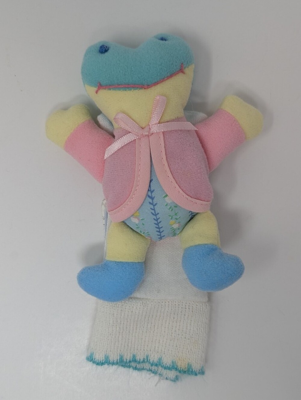 Eden Plush Frog Rattle Mitt Baby Mitt Puppet Vintage Pastel